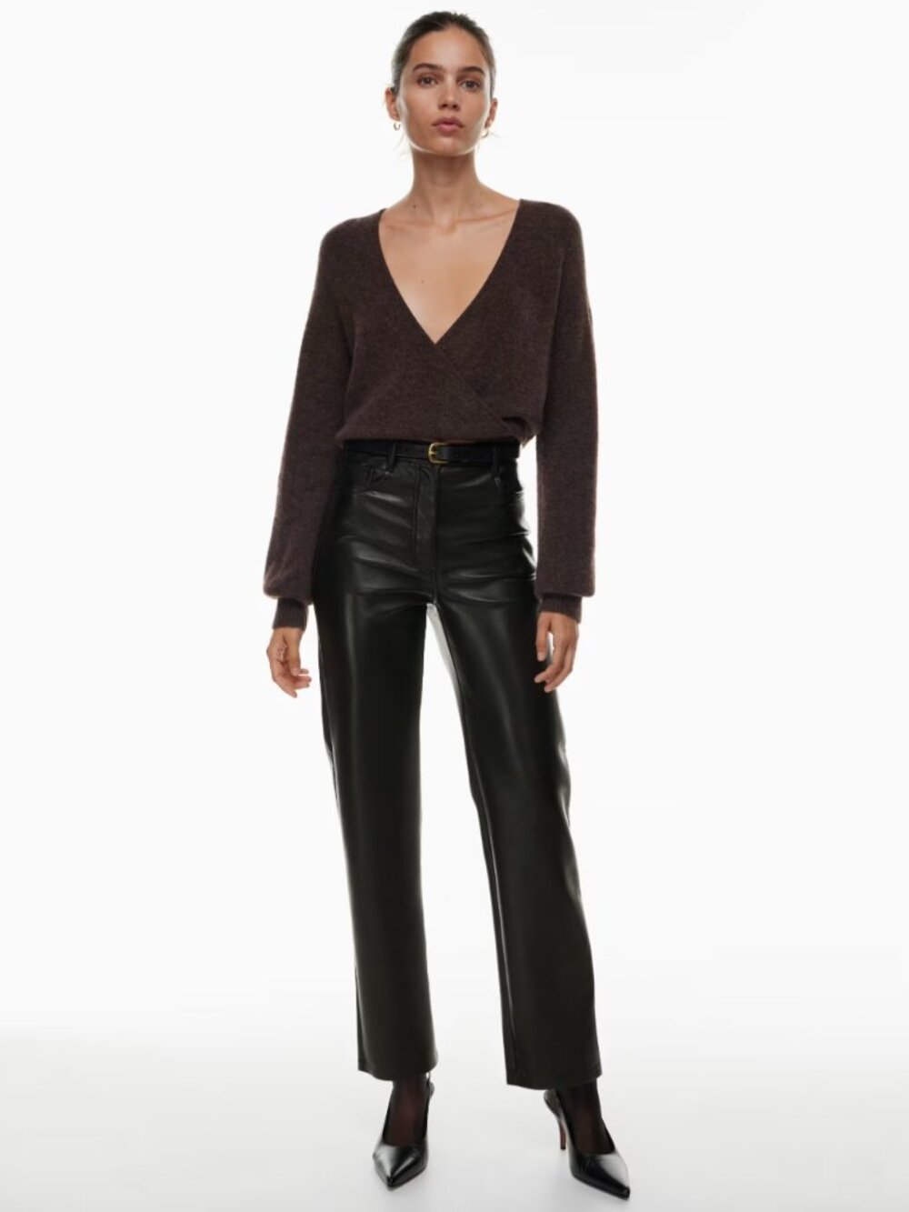 Aritzia Wilfred Black The Melina Pant High-waisted Vegan Leather Straight Leg 4